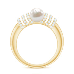 2.50 CT Freshwater Pearl and Diamond Engagement Ring