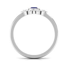 3/4 CT Bezel Set Blue Sapphire Statement Ring with Diamond