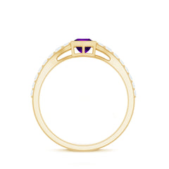 1 Carat Bezel Set Amethyst Solitaire Promise Ring with Diamond