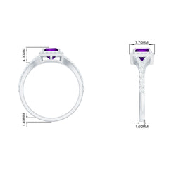 Amethyst Split Shank Halo Engagement Ring with Moissanite