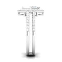 2.50 CT Princess Cut Zircon Double Engagement Band Ring