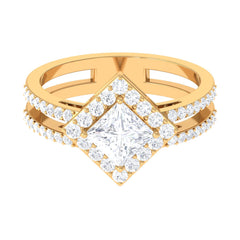 2.50 CT Princess Cut Zircon Double Engagement Band Ring