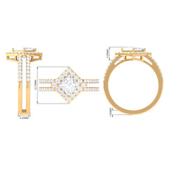 2.50 CT Princess Cut Zircon Double Engagement Band Ring