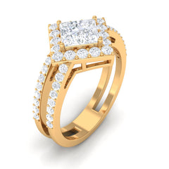 2.50 CT Princess Cut Zircon Double Engagement Band Ring
