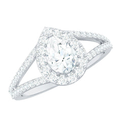 2 CT Split Shank Zircon Teardrop Engagement Ring in Gold