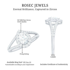 2 CT Split Shank Zircon Teardrop Engagement Ring in Gold