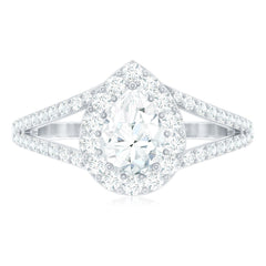 2 CT Split Shank Zircon Teardrop Engagement Ring in Gold