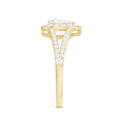 2 CT Split Shank Zircon Teardrop Engagement Ring in Gold
