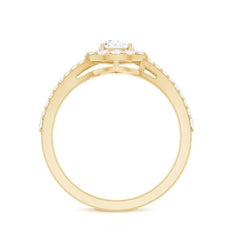 2 CT Split Shank Zircon Teardrop Engagement Ring in Gold