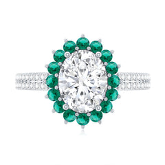 Certified 2 Carat Lab Grown Diamond Engagement Ring with Emerald Halo