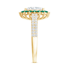 Certified 2 Carat Lab Grown Diamond Engagement Ring with Emerald Halo