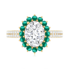 Certified 2 Carat Lab Grown Diamond Engagement Ring with Emerald Halo