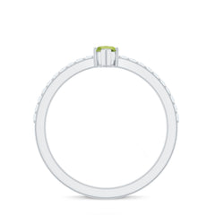 Genuine 0.7 Carat Marquise Peridot Promise Ring with Diamond