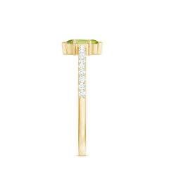 Genuine 0.7 Carat Marquise Peridot Promise Ring with Diamond