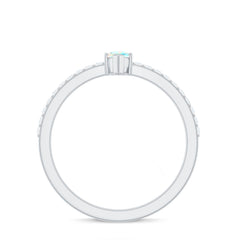 Certified Real Marquise Ethiopian Opal Promise Ring with Diamond