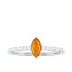 1/2 Ct Fire Opal Marquise Engagement Ring with Diamond