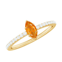 1/2 Ct Fire Opal Marquise Engagement Ring with Diamond