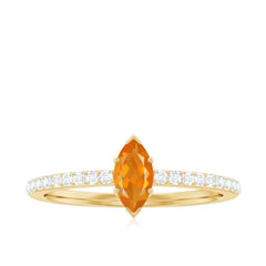 1/2 Ct Fire Opal Marquise Engagement Ring with Diamond
