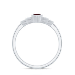 Natural 4X8mm Garnet Marquise Engagement Ring with Diamond