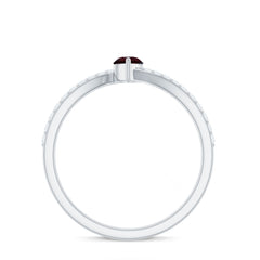 Natural Marquise Garnet Promise Ring with Diamond Bypass Shank