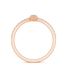 Certified Marquise Opalescent Promise Ring with Real Diamond