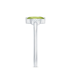 Natural 0.7 Carat Marquise Peridot Promise Ring with Diamond