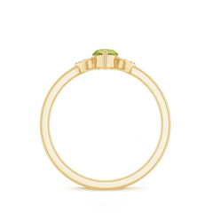 Natural 0.7 Carat Marquise Peridot Promise Ring with Diamond