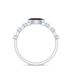 Natural Marquise Garnet Diamond Promise Ring in East West Style