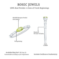 0.75 CT Peridot East West Ring with Diamond Accent