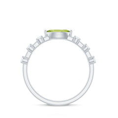 0.75 CT Peridot East West Ring with Diamond Accent