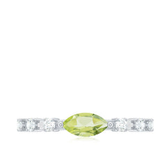 0.75 CT Peridot East West Ring with Diamond Accent