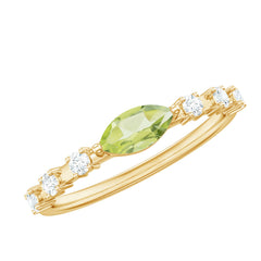 0.75 CT Peridot East West Ring with Diamond Accent