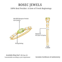 0.75 CT Peridot East West Ring with Diamond Accent