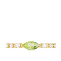 0.75 CT Peridot East West Ring with Diamond Accent