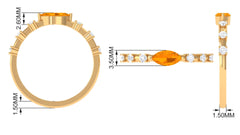 East West Marquise Fire Opal and Diamond Engagement Ring