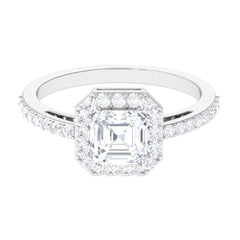 2.25 CT Asscher Cut Solitaire Zircon Halo Engagement Ring