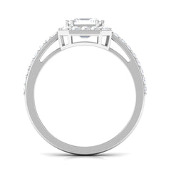 2.25 CT Asscher Cut Solitaire Zircon Halo Engagement Ring