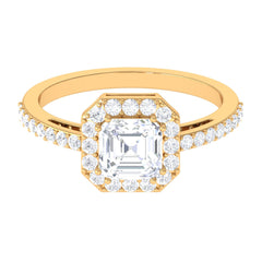 2.25 CT Asscher Cut Solitaire Zircon Halo Engagement Ring
