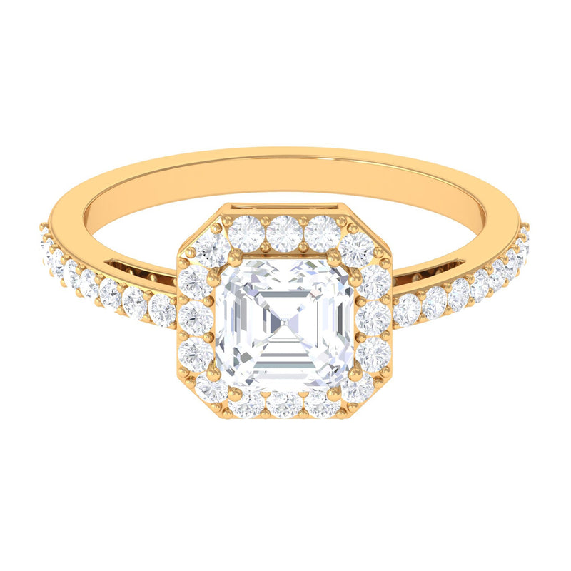 2.25 CT Asscher Cut Solitaire Zircon Halo Engagement Ring
