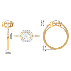 2.25 CT Asscher Cut Solitaire Zircon Halo Engagement Ring