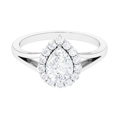 Zircon Teardrop Split Shank Engagement Ring