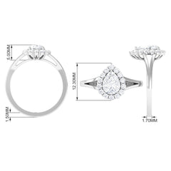 Zircon Teardrop Split Shank Engagement Ring