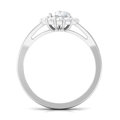 Zircon Teardrop Split Shank Engagement Ring