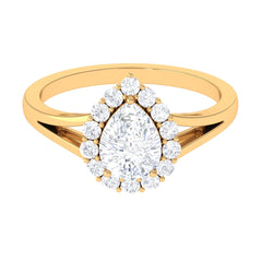 Zircon Teardrop Split Shank Engagement Ring