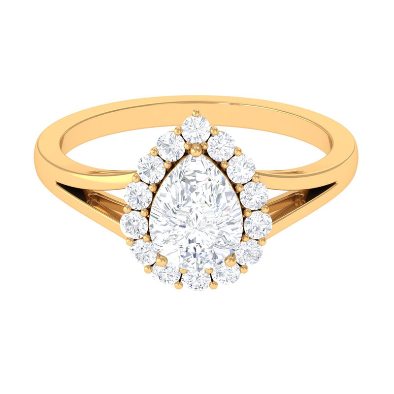 Zircon Teardrop Split Shank Engagement Ring