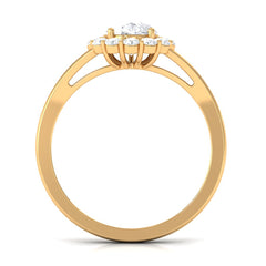 Zircon Teardrop Split Shank Engagement Ring