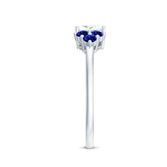 Moissanite Princess Cut Engagement Ring With Lab Grown Blue Sapphire
