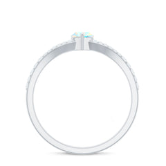 Natural Opal Marquise Engagement Ring with Diamond Split Shank