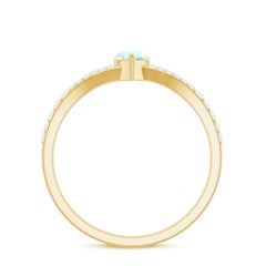Natural Opal Marquise Engagement Ring with Diamond Split Shank