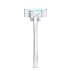 Natural Marquise Opal Diamond Engagement Ring with Certificate